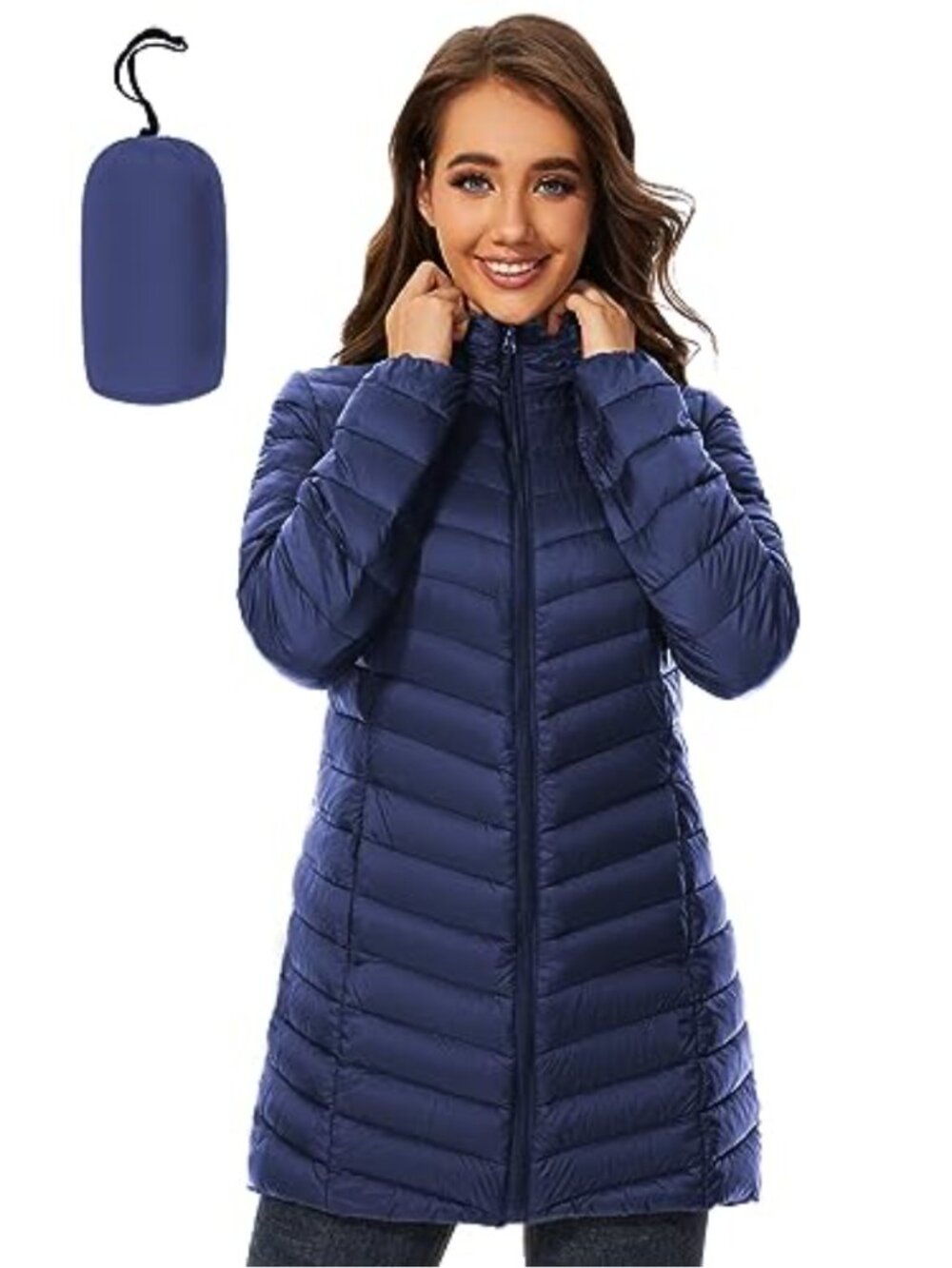 Women Puffer Jacket Hooded Lightweight Packable Quilted Winter Coat